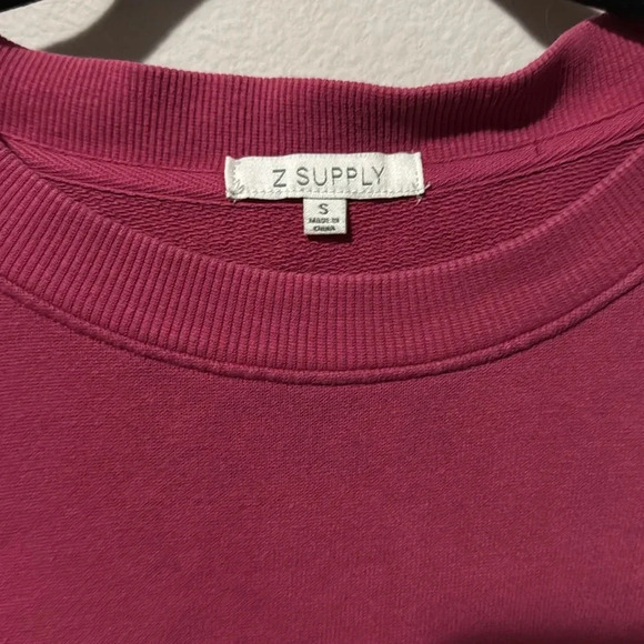 Z Supply Crew Neck pullover Sweatshirt, small. EUC. Dark pink. 100% cotton. - Picture 2 of 8